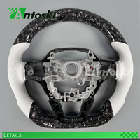 Volant en fibre de carbone forgée blanc personnalisé avec poignées en cuir blanc pour Honda Civic Accord Si Type-R FL5 CR-V 11e génération