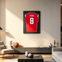 Support mural robuste en alliage d'aluminium pour maillot de sport, cadre noir pour collection de maillots signés