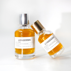 Wholesale Round Clear Glass Perfume Bottle 30ml 50ml 100ml Minimal Empty Refillable Perfume Bottle with Silver Gold <b>Spray</b> Cap - Product Image 1
