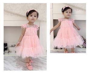 Robes de demoiselles d'honneur mignonnes, robes courtes à fleurs, robes de princesse en dentelle bouffante pour petite fille de couleur rose - Product Image 5