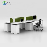 Escritorio de ordenador de madera para oficina modular de 4 plazas con archivador