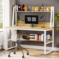 Tribesigns Bureau d'ordinateur avec huche, bureau à domicile de 47 pouces avec conception peu encombrante avec étagère