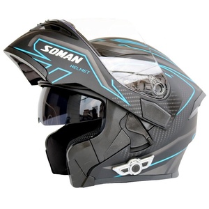 Intercomunicador inteligente abatible hacia arriba para motocicleta, casco con doble lente, M/L/XL/XXL, aprobado por puntos, inalámbrico, color azul - Product Image 4