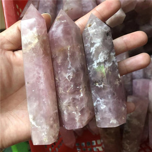 Nuovo prodotto torre di quarzo naturale pietre semi preziose spirituale <span class=keywords><strong>rosa</strong></span> fiori di ciliegio torre di cristallo <span class=keywords><strong>rosa</strong></span> per la meditazione - Product Image 3