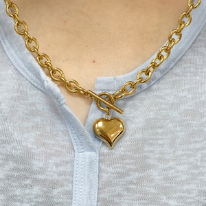올리비아 스테인레스 스틸 도매 3D 하트 Pvd 18k 금도금 OT 펜던트 목걸이 남성용 패션 비치 쥬얼리 - Product Image 6