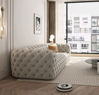 Ensemble de canapés de salon modernes en bambou écologique avec tête de lit et ottoman, design luxueux pour la maison