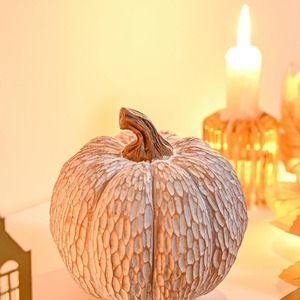 Citrouille Artificielle Décor Brun Blanc PVC Art <span class=keywords><strong>Déco</strong></span> Citrouille Figurine Ensemble 2 Sculpté Citrouille Statues Rustique Automne Table Décor À La Maison - Product Image 5