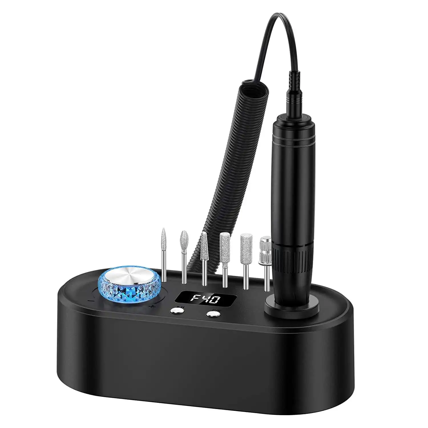 Kit de perceuse à ongles professionnel 40000 tr/min E-file manucure 24W haute vitesse basse vibration perceuse à ongles à basse chaleur avec fonction de Pause