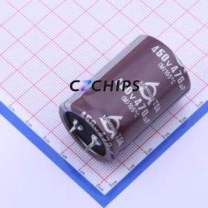 ตัวเก็บประจุแบบอิเล็กโทรไลต์อะลูมิเนียมแบบ Snap-in รุ่น TDA450V470M30*45 ชนิด Through hole Component (THT) ขนาด D30xL45 มม. 470uF 20% 450V 10 มม. - Product Image 1