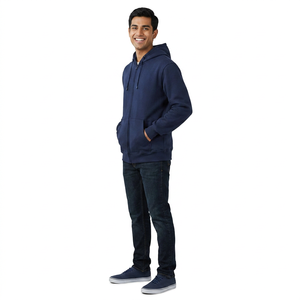 Sweat à capuche décontracté pour homme, hiver, mélange polyester/coton, tissu polaire, cordon de serrage réglable, séchage rapide, respirant, coupe classique - Product Image 1