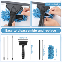 Nettoyeur de vitres en chenille amovible et très efficace pour le nettoyage des fenêtres en verre sans perche télescopique