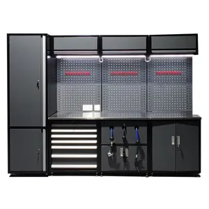 Professional Custom Modular Garage Wall Storage System Metal Tool Cabinet Storage Garage Work Bench
