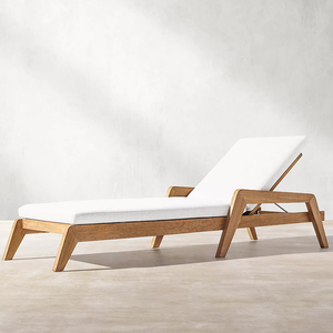 Muebles de Exterior Más Populares, Tela Impermeable, Sillas de Descanso para Piscina de Hotel, Tumbonas de Madera Resistentes para Villa, Tumbonas para Tomar el Sol - Product Image 2