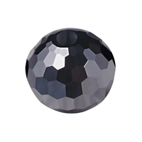 Perles rondes en moissanite synthétique Telula, nouvelle forme à facettes, perles de chapelet, couleur noire avec effet de jeu de lumière/feu pour la fabrication de bijoux