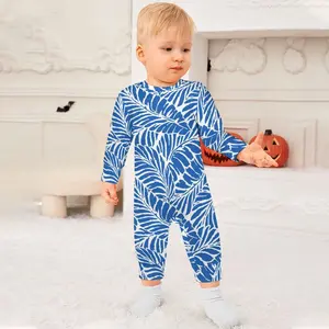 Outono Inverno Romper Polinésio Tecido De Bambu Impressão Personalizada Baby One Pijama Boy Girl Fold Over Sleeper Wear Pés Macacão