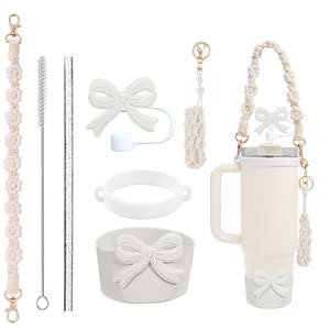 Accesorios para botellas de agua: Cuerda de asa, colgante de cuerda tejida con flor de margarita, lazo de <span class=keywords><strong>mariposa</strong></span> de paja, decoración para el hogar, sencillo y bonito - Product Image 1