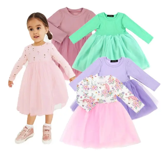 FuYu Panic Kauf Mädchen einfarbig benutzer definierte Muster hochwertige bequeme weiche Kleid für Mädchen 0-6 Jahre alt