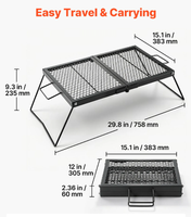 Grille de camping pliable robuste, grille de barbecue portable, maille en acier robuste, équipement compact pour foyer de camping