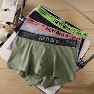 Men's Cotton <b>Boxer</b> Briefs Comfortable Breathable Mid-Rise Anti-Bacterial Letter Pattern Four-Corner Underwear - Product Image 3