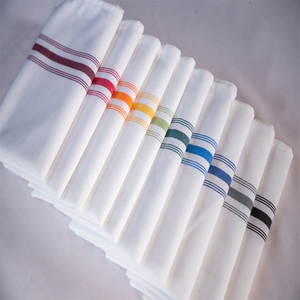 Offre Spéciale 12S x 12S 6.80z MJS Spun Polyester Bleu Clair Inversé Bistro Stripe Serviette Dîner Serviettes Nappes De Restaurant - Product Image 4