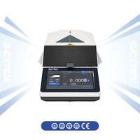 Balance analytique semi-micro SCITEK 0,00001g avec capteur de force électromagnétique, affichage température/tempo, et fonction de suivi automatique de zéro