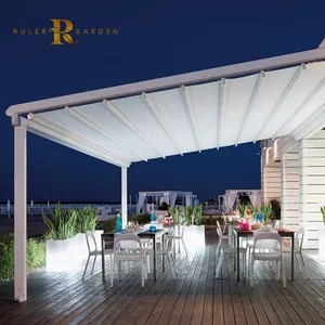 Cadre en aluminium motorisé led lumière imperméable PVC tissu gazebo toit abri vertical 4x4 auvent rétractable voiture auvent <span class=keywords><strong>extérieur</strong></span> - Product Image 1