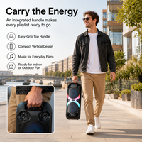 HANSUO HS-TD04A7 Enceinte portable double 4 pouces pour fêtes avec batterie 1800 mAh, lumières RGB, USB, radio FM, enregistrement et télécommande