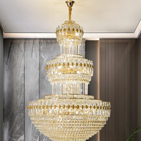 Lustres en cristal personnalisés de style européen moderne et luxueux en or pour hall d'hôtel, mariage, décoration de plafond, escalier, maison