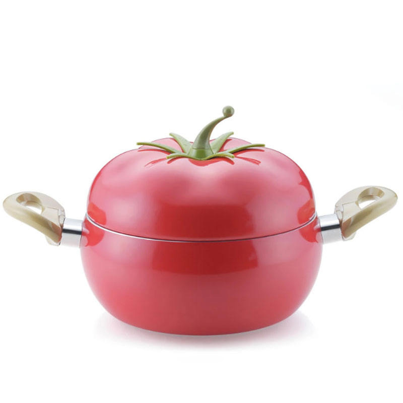 Pentola In Smalto A Forma Di Pomodoro Con Coperchio – 1.6L, Manici Termoisolanti, Per Zuppe, Stufati E Campeggio