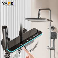 Ensemble de douche complet de luxe fait main avec affichage numérique, mitigeur de douche et robinet, et mitigeur piano pour salle de bain