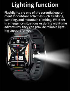 ساعة ذكية رياضية خارجية جديدة لعام 2025 بشاشة مربعة 2.01 بوصة وبطارية 400 مللي أمبير للرد على المكالمات مع مصباح يدوي ومساعد صوتي ومقاومة للغبار - Product Image 2