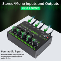 Amplificateur de microphone 4 canaux BHA MIX400-PRO, mixeur stéréo 6.35 avec RGB pour studio d'enregistrement, prix de gros d'usine, OEM CE FCC