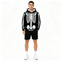 Sweat à capuche unisexe personnalisé OEM ODM avec impression numérique graphique squelette et impression 3D intégrale pour le streetwear