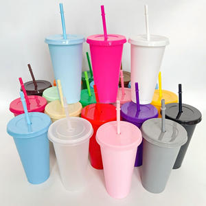 Gobelet réutilisable en plastique PP sans BPA de 24 oz pour boissons froides, avec paille et couvercle – Vente en gros - Product Image 5