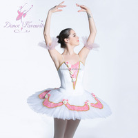 Tutu de ballet pré-professionnel BLL058 en velours blanc avec corsage en dentelle à paillettes, tenue de scène pour la danse