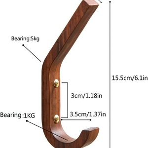 Solid <b>Wood</b> Wall <b>Hooks</b> Nordic Style Single <b>Hook</b> 5kg Load Capacity For Bedroom Entryway <b>Coat</b> Rack - Product Image 3