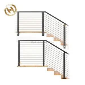 HJ Stainless Steel Balustrade Railing Outdoor Cable Fence Black Cable Railing