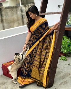 Lino moderno Impresión digital Saree Estilo único Tendencia Ropa india y pakistaní - Product Image 4