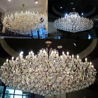 Grands lustres en cristal de globe de plafonnier de mariage d'hôtel de décoration de maison d'or personnalisé pour des hôtels