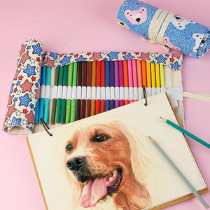 Kotak pensil kain motif penuh, dengan pemegang rol Organizer mewarnai pena kuas cat kantong penyimpanan - Product Image 5