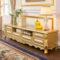 Neueste Europäische Luxus Quadratische Couchtisch-TV-Schrank-Kombination Amerikanisch Französischer Goldener Marmor Massivholz-Beistelltisch für das Wohnzimmer