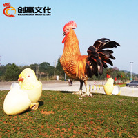 Coq robotisé à haut-parleur coloré, coq pour parc extérieur