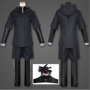 BAIGE Nouveau Tokyo Ghoul <span class=keywords><strong>Kaneki</strong></span> Ken Manteau Noir à Capuche Short Uniforme Vêtements de Sport Anime <span class=keywords><strong>Cosplay</strong></span> Costumes Chemise-Manteau - Product Image 3