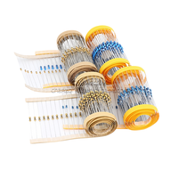 Résistance de code couleur d'emballage à couche mince 1/6W 1 W 1/4 1 Watt 2.2ohm 220ohm 0.5 2.4 60 67 140 390 1.2K 15K 61K 320K Ohm Résistance