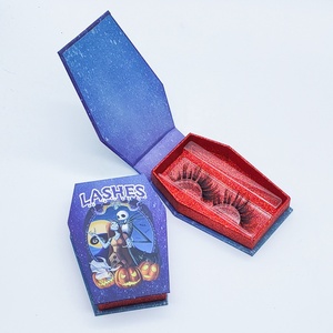Cajas de pestañas de ataúd de Halloween personalizadas Embalaje de laminación negro mate Proveedor mayorista - Product Image 1