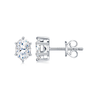 Boucles d'oreilles clous personnalisées en argent sterling 925 avec moissanite ovale 5x7mm, fermoir poussoir S925, bijoux fins pour femme
