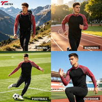 Survêtement de football personnalisé TIMETEX pour homme, à manches longues, demi-zip, séchage rapide, respirant, essentiel