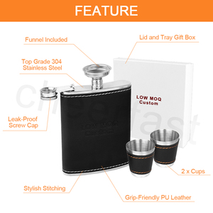 Phổ biến nhất thép không gỉ Hip Flask flagon 8 oz rượu Pocket container và Phễu Bộ Quà Tặng hip PU da Flask Nâu - Product Image 3