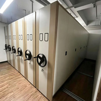 Unit Rak Penyimpanan Berkapasitas Tinggi, Lemari Arsip Bergerak dari Logam, Rak Penyimpanan Dokumen, Sistem Penggerak Manual Modern, Unit Rak Perpustakaan Bergerak Kompak