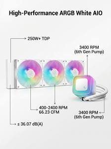 DeepCool LE360-PRO-WH ชุดระบายความร้อนแบบ AIO ขนาด 360 มม. สีขาว รองรับ TDP 250W+ พร้อมพัดลม ARGB สำหรับ LGA1700 AM5 อัปเกรดเพื่อการจัดการความร้อนที่เหนือกว่า - Product Image 6